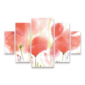 Trademark Fine Art Sheila Golden Poppy Perfection 5 Piece Panel Set Art - 1 of 3