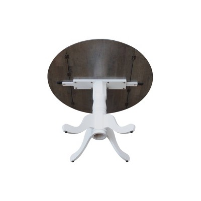 Heather Gray & White 42" Round Wood Extendable Dining Table