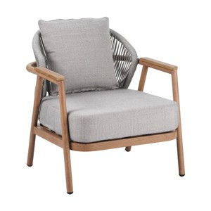 Coolbibila 1 Piece Outdoor Rope Club Chair,Fabric Upholstered Outdoor Armrests Chair,Patio Club Chair With Rope Backrest And Wooden Frame - 1 of 4