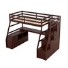 Loft Bed Twin Size Wooden Frame Bed With 7 Drawers 2 Shelves 1 Desk Space-Saving Design For Kids Bedroom Furniture - 2 of 4
