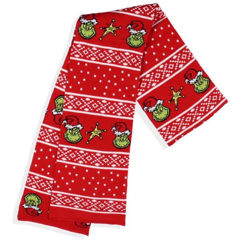 Dr. Seuss How The Grinch Stole Christmas Knit Scarf Red, 2 of 5