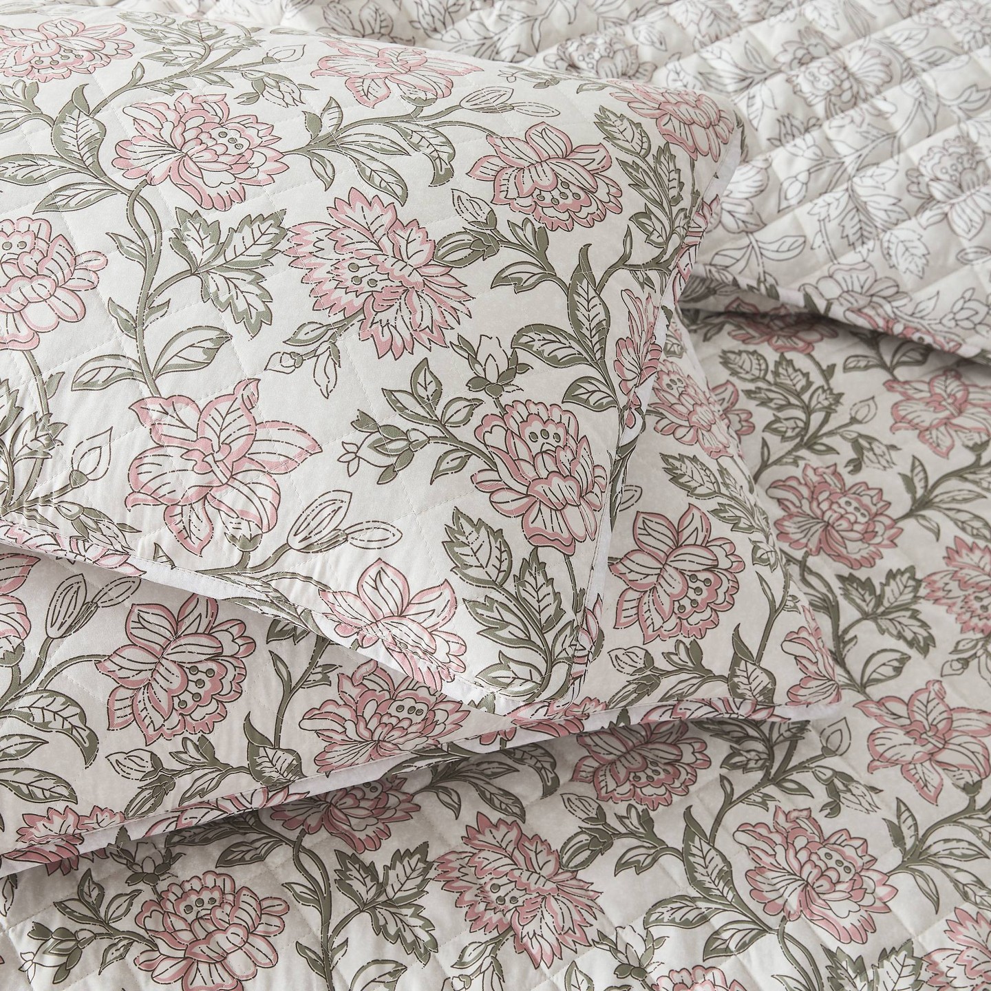 Покрывала Lush Decor Full/Queen Zara Floral Block Reversible Quilts Pink, цвет: С принтом — фото 8