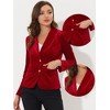 INSPIRE CHIC Women's Notched Lapel Vintage Office Button Front Velvet Blazer - 2 of 4