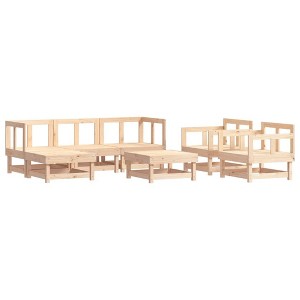 vidaXL Patio Lounge Set - 7 Piece Outdoor Modular Sofa Furniture - Solid Pine Wood - Brown Natural - Garden Patio Terrace - 1 of 4