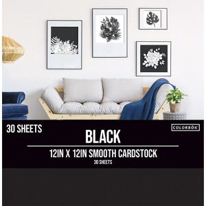 Colorbok 78lb Smooth Cardstock 12"X12" 30/Pkg-Black - 1 of 2