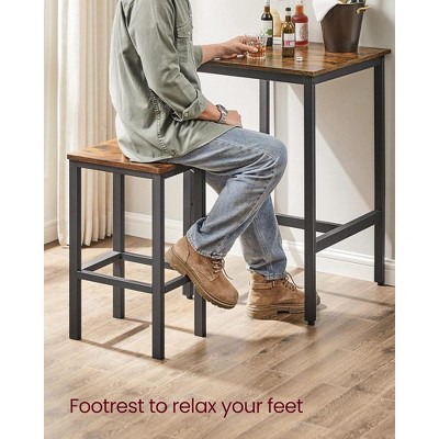 Rustic Brown and Black Particle Board Pub Table Set