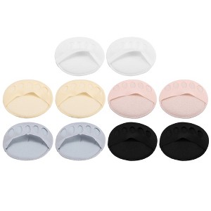 Unique Bargains Women's 5 Colors Soft Fabric Breathable Five Toes Forefoot Pads Black White Pink Gray Beige 5 Pairs - 1 of 4