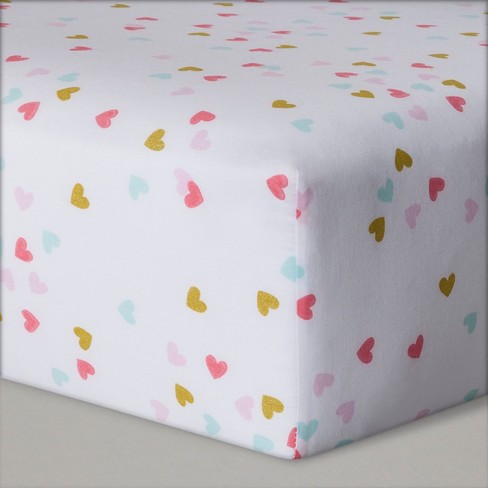 Fitted Crib Sheet Hearts Cloud Island White Target