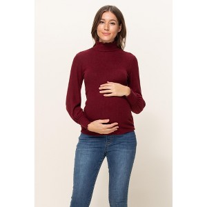 Hello Miz Women's Ribbed Knit Long Sleeve Maternity Turtleneck Sweater - 1 of 4