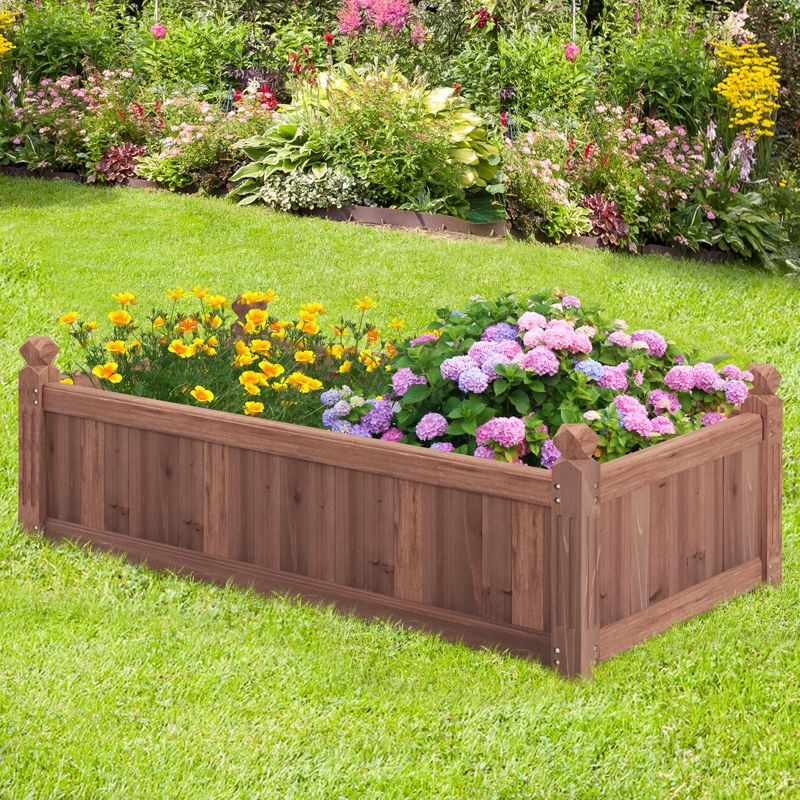 Tangkula Raised Garden Bed 46" x 24" x 16" Wooden Planter Box with 4 Drainage Holes Raised Garden Bed for Vegetables, 3 of 10