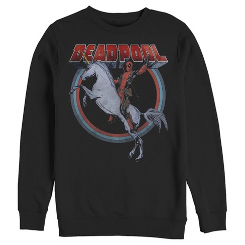 Men s Marvel Deadpool Unicorn Ride Sweatshirt Target