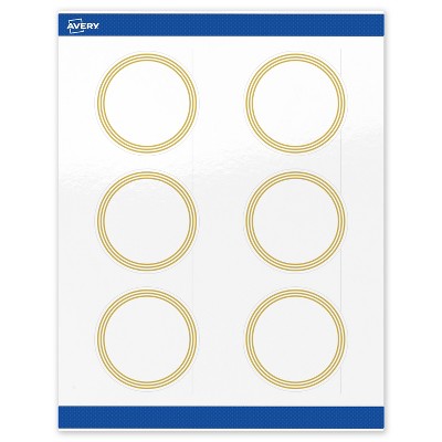 Avery 3" Diameter Labels, Gold Multi-Lined Border, 60 ct