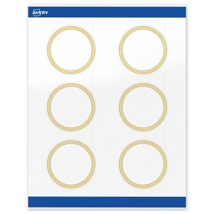 Avery 3" Diameter Labels, Gold Multi-Lined Border, 60 ct - 1 of 4