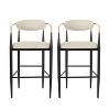 Barstools Set of 2, Upholstered Bar Stools with Backs and Iron Legs for Kitchen Island, Beige Fabric Seating 260LBS Weight Capacity - 3 of 4