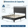 Acekool King Platform Bed - Linen Upholstered Frame with Adjustable Headboard - 2 of 4