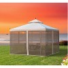 ORRD Outdoor Gazebo with Double Roof & Mesh Netting, Patio Canopy Shelter with Corner Shelves for Garden & Backyard - 2 of 4