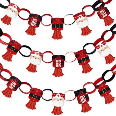 Big Dot of Happiness Jolly Santa Claus - 90 Chain Links and 30 Paper Tassels Decoration Kit - Christmas Party Paper Chains Garland - 21 feet