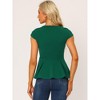 INSPIRE CHIC Women's Elegant Round Neck Cap Sleeve Solid Color Peplum Blouses - 4 of 4