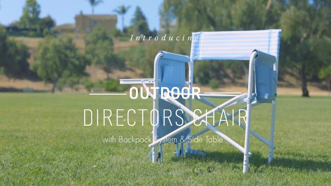 Picnic Time Outdoor Directors Chair - Mod Denim Stripes, 2 of 20, play video