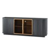 Homy Casa 64" Modern TV Stand with Fluted Doors & Glass Center Cabinet, Black - 2 of 4