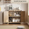 Rattan Buffet Cabinet with Storage – Sideboard with Synthetic Rattan-Accent Doors, Adjustable Shelves, and Rustic Wood Finish, Oak - 3 of 4