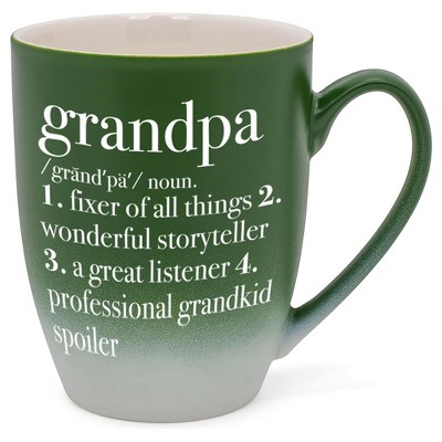 Elanze Designs Grandpa Definition Two Toned Ombre Matte Green and White 12 ounce Ceramic Stoneware Coffee Cup Mug