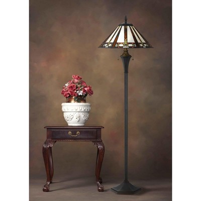 Tiffany Stained Glass Adjustable Bronze Floor Lamp