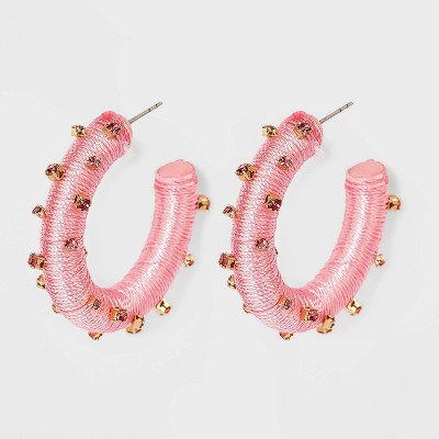 Photo 2 of BUNDLE OF ( 2 ITEMS) SUGARFIX by BaubleBar Studded Hoop Earrings - Pink & Snake and Star Statement Rings Set 10pc - Wild Fable™
