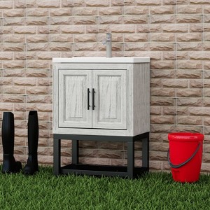 KTMBDW 24" Bathroom Vanity with Sink Combo Set and Hot and Cold Faucet , Freestanding Bathroom Cabinet with 2 Doors and Open Shelf for Bathroom - 1 of 4