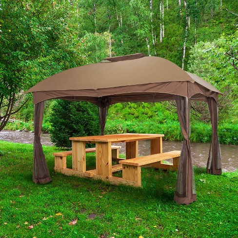 10' X 10' Outdoor Garden Gazebo With Skirts Tent Canopy Beige - Captiva  Designs : Target