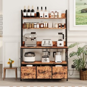 CuisinSmart 5 Tier Free Standing Baker Rack with Power Outlet, Kitchen Bakers Rack with 3 Drawers + Hooks, for Oven Bread Maker Juicer Storage - 1 of 4
