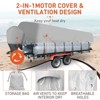 Waterproof UV Resistant Boat Cover - 300D Oxford Cloth Marine Canvas, Reinforced Seams, Double Stitched Hems + Motor Cover for Pontoon/Deck Boats - 3 of 4