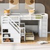 NicBex Twin-Twin over Full Loft Bed Triple Pine Bed Frame with Wardrobe, Drawers, Storage Stairs and Guardrail, No Box Spring Required - 2 of 4