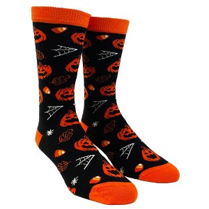 Youth Halloween Socks Funny Zombie Pumpkin Scary Footwear - Crazy Dog Socks For Halloween Season - 1 of 4