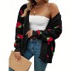 Women's Plus Size Cardigan Soft Print Long Sleeve Open Front Knit Sweaters - 3 of 4