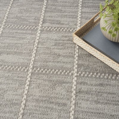 Light Grey Geometric 5' x 7' Synthetic Area Rug