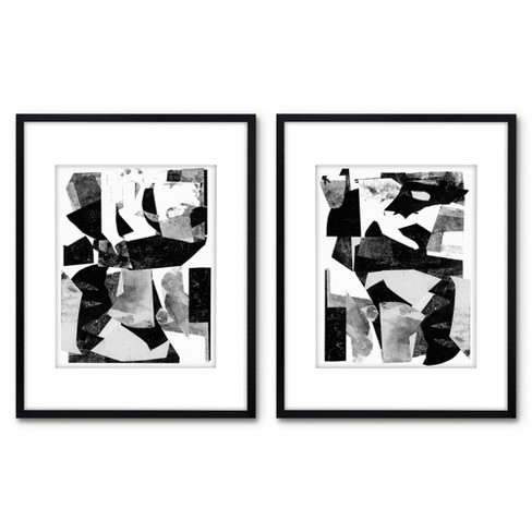 30 x 24 2pk Marble Framed Printed Canvases Black/Tan - Threshold™