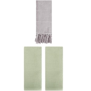 REGALWOVEN 3 Packs Cotton Soft Absorbent Tassels and Waffle Hand Towel - 1 of 4