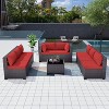 ALAULM 9 Pieces Patio Furniture Set, Rattan Wicker Outdoor Conversation Sets, Outdoor Furniture Sofa Set - 3 of 4