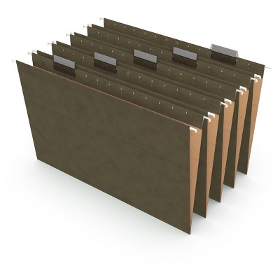 MyOfficeInnovations Recycled Reinforced Hanging File Folders 5-Tab Lgl Std Gn 25/BX 726595