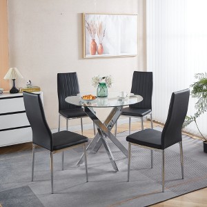 5-Piece Dining Set with Glass Table and Four Chairs - 1 of 4