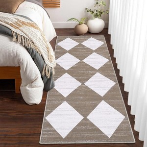 Whashable Runner Rugs for Hallway Runner Washable Kitchen Rugs Non Slip Modern Checkered Carpet Farmhouse Soft Contemporary Low Pile Carpet - 1 of 4
