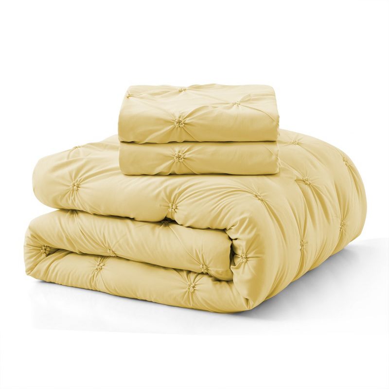 Peace Nest Pintuck Comforter Set, Bedding Set for All Season, Comforter and Pillowcases Set, Yellow, 2 of 7