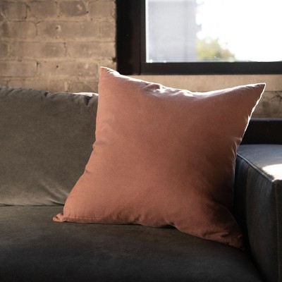 Clay French Linen Square Decorative Throw Pillow 20"