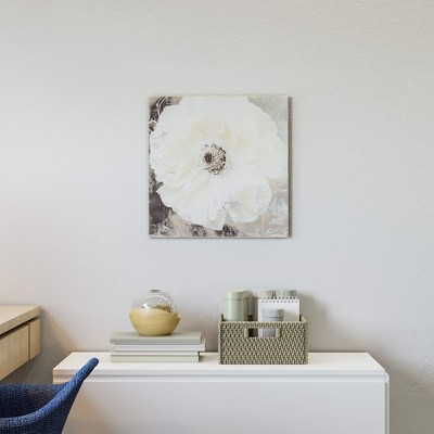 Ivory and Taupe Botanical Flower Canvas Wall Art
