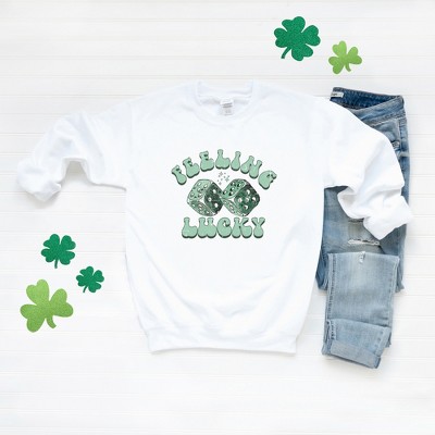 Simply Sage Market Women's Graphic Sweatshirt Green Dice Feeling Lucky