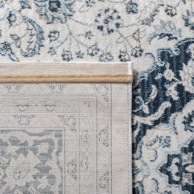 Isabella Cream and Dark Blue Synthetic Runner Rug