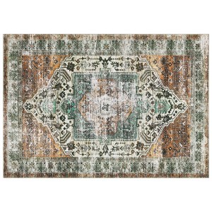 Vintage Carpet Washable Carpet Soft Imitation Wool Living Room Carpet Non-slip Vintage Distressed Decorative Carpet Oriental Print Easy-to-Clean - 1 of 4