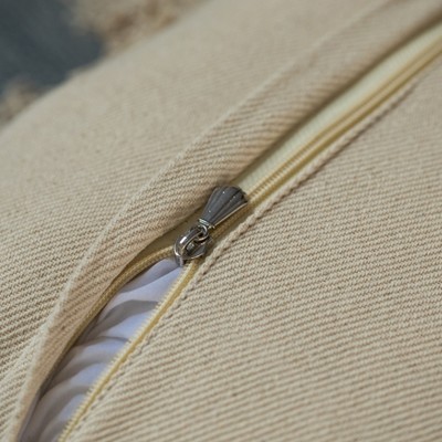 Handwoven Blue and Beige Cotton Silk Euro Throw Pillow