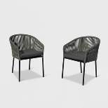 Osborne 2pk Aluminum Outdoor Dining Chairs Set with Cushions - Black - Courtyard Casual